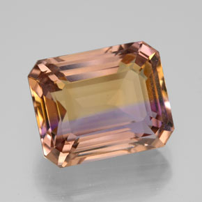Ametrino bicolor natural 8,03ct, corte esmeralda, VVS
