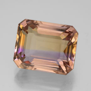 Ametrino bicolor natural 8,03ct, corte esmeralda, VVS