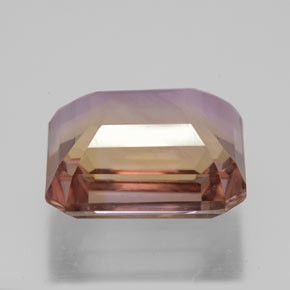 Ametrino bicolor natural 8,03ct, corte esmeralda, VVS