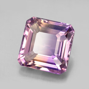 Ametrino bicolor natural 8,21ct, corte esmeralda, VVS-VS