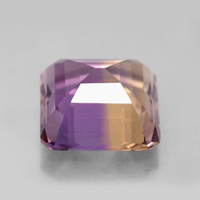 Ametrino bicolor natural 8,21ct, corte esmeralda, VVS-VS