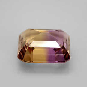 Ametrino bicolor natural 6,21ct, corte esmeralda, VVS-VS