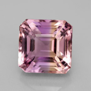 Ametrino bicolor natural 7,37ct, corte esmeralda, VVS-VS