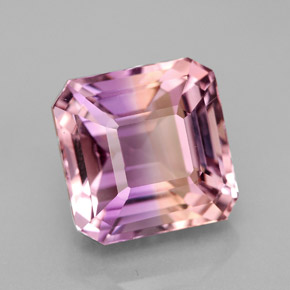 Ametrino bicolor natural 7,37ct, corte esmeralda, VVS-VS