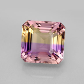 Ametrino bicolor natural 7,09ct, corte esmeralda, IF