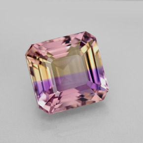 Ametrino bicolor natural 7,09ct, corte esmeralda, IF