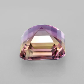 Ametrino bicolor natural 7,09ct, corte esmeralda, IF