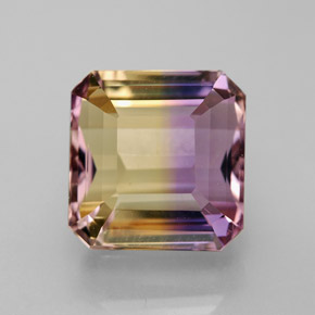Ametrino bicolor natural 6,74ct, corte esmeralda, VVS