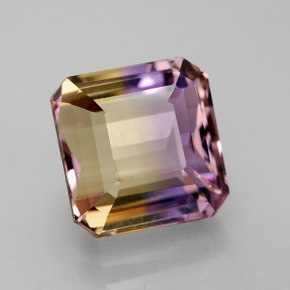 Ametrino bicolor natural 6,74ct, corte esmeralda, VVS
