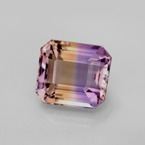 Ametrino bicolor natural 5,79ct, corte esmeralda, VVS