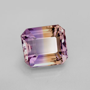 Ametrino bicolor natural 5,79ct, corte esmeralda, VVS