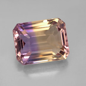 Ametrino bicolor natural 7,94ct, corte esmeralda, VVS