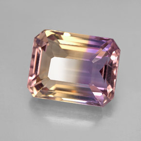 Ametrino bicolor natural 7,94ct, corte esmeralda, VVS