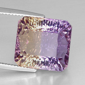 Ametrino bicolor natural 14,42ct, corte esmeralda, VVS