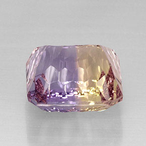 Ametrino bicolor natural 14,42ct, corte esmeralda, VVS