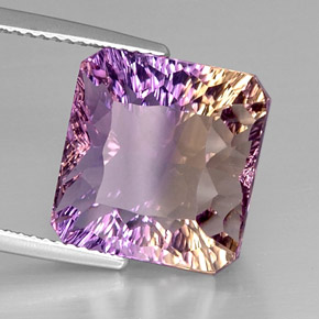 Ametrino bicolor natural 10,91ct, corte esmeralda, VVS-VS