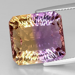 Ametrino bicolor natural 14,51ct, corte esmeralda, VVS-VS