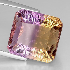 Ametrino bicolor natural 14,51ct, corte esmeralda, VVS-VS
