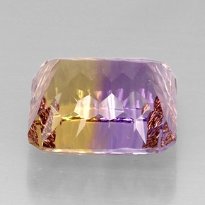 Ametrino bicolor natural 14,51ct, corte esmeralda, VVS-VS