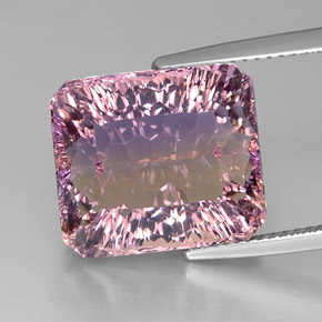 Ametrino bicolor natural 13,31ct, corte esmeralda, VVS