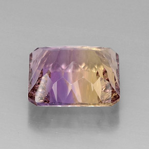 Ametrino bicolor natural 9,01ct, corte esmeralda, VVS-VS