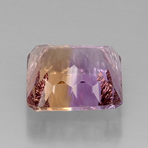 Ametrino bicolor natural 12,12ct, corte esmeralda, VVS-VS