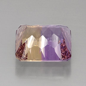 Ametrino bicolor natural 11,04ct, corte esmeralda, VVS