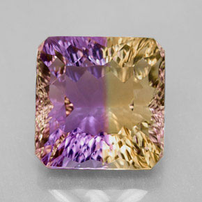 Ametrino bicolor natural 10,35ct, corte esmeralda, VVS