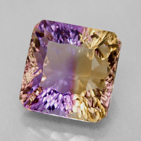 Ametrino bicolor natural 10,35ct, corte esmeralda, VVS