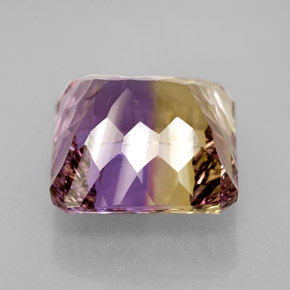 Ametrino bicolor natural 10,35ct, corte esmeralda, VVS
