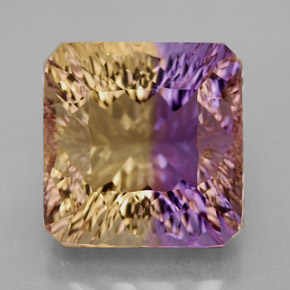 Ametrino bicolor natural 14,81ct, corte esmeralda, VVS