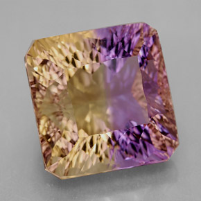 Ametrino bicolor natural 14,81ct, corte esmeralda, VVS