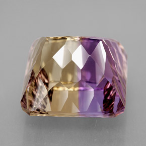 Ametrino bicolor natural 14,81ct, corte esmeralda, VVS