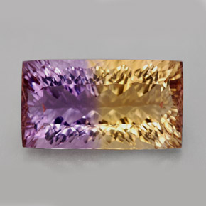 Ametrino bicolor natural 11,79ct, baguete, VVS-VS