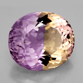 Ametrino bicolor natural 14,82ct, corte oval, IF