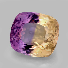 Ametrino bicolor natural 10,08ct, almofada cortada, VVS-VS
