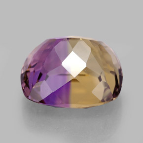 Ametrino bicolor natural 10,08ct, almofada cortada, VVS-VS