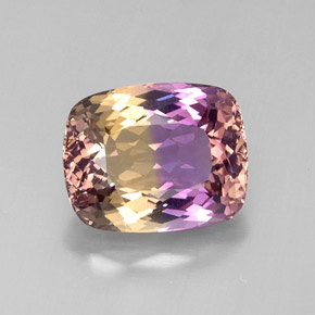Ametrino bicolor natural 11,72ct, almofada cortada, VVS