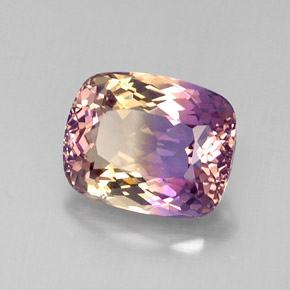Ametrino bicolor natural 11,72ct, almofada cortada, VVS