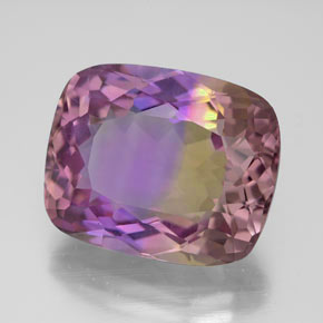 Ametrino bicolor natural 10,47ct, almofada cortada, VVS