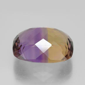 Ametrino bicolor natural 10,47ct, almofada cortada, VVS