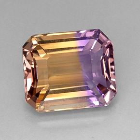 Ametrino bicolor natural 9,78ct, corte esmeralda, VVS