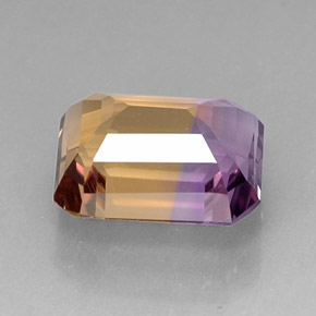 Ametrino bicolor natural 9,78ct, corte esmeralda, VVS