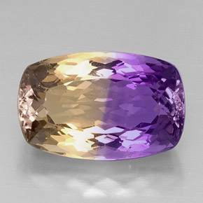 Ametrino bicolor natural 12,47ct, almofada cortada, VVS-VS