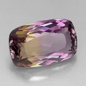 Ametrino bicolor natural 10,66ct, almofada cortada, VVS