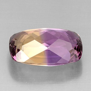 Ametrino bicolor natural 10,66ct, almofada cortada, VVS