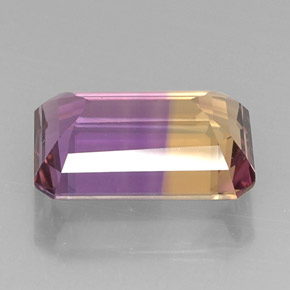 Ametrino bicolor natural 10,41ct, corte esmeralda, VVS-VS
