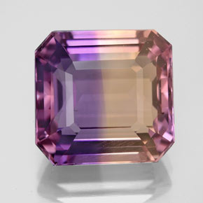 Ametrino bicolor natural 9,94ct, corte esmeralda, VVS