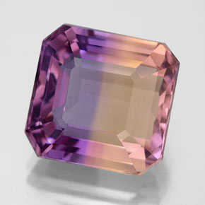 Ametrino bicolor natural 9,94ct, corte esmeralda, VVS