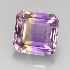 Ametrino bicolor natural 12,11ct, corte esmeralda, VVS